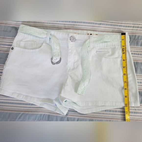 Indigo Rein Light Mint Green Low Rise Short Shorts with Lace Belt - Picture 4 of 11